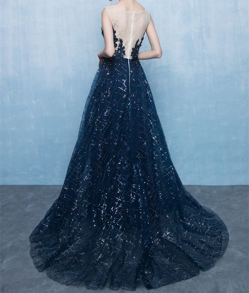 navy blue evening dress scoop sleevless zipper back sweep train long prom dress with shining sequins, Black;red
navy blue evening dress scoop sleevless zipper back sweep train long prom dress with shining sequins, Black;red