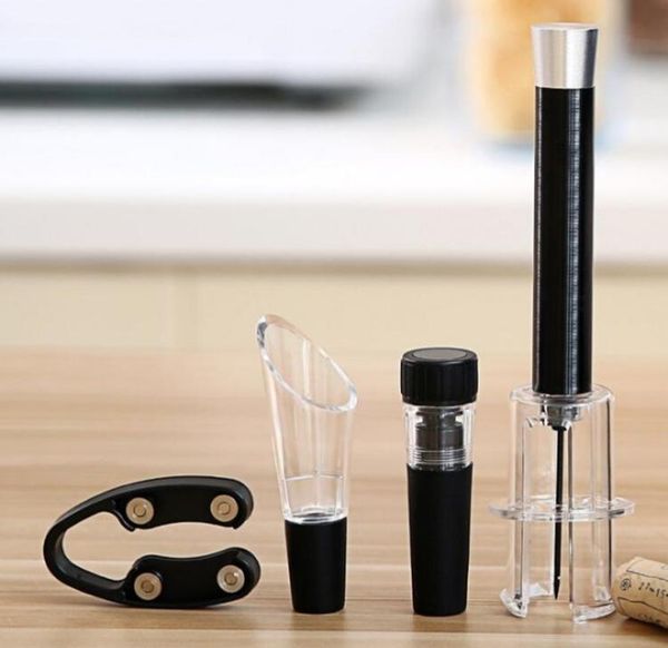 4 pcs set red wine opener air pressure pump bottle opener corkscrews with vacuum ser & wine pourer bar kitchen gadgets
4 pcs set red wine opener air pressure pump bottle opener corkscrews with vacuum ser & wine pourer bar kitchen gadgets