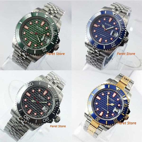 40mm bliger luminous glass green dial steel case sapphire ceramic bezel sapphire date miyota automatic men's watch, Slivery;brown
40mm bliger luminous glass green dial steel case sapphire ceramic bezel sapphire date miyota automatic men's watch, Slivery;brown