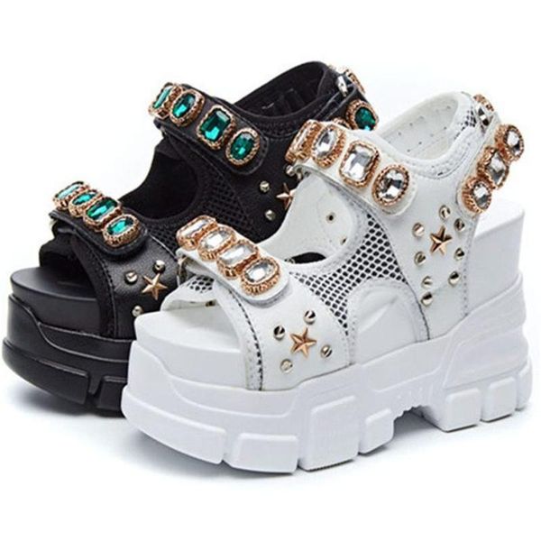 sandals women's cow leather platform wedge gladiator rhinestone spike studded fashion sneakers high heels party pumps open toe, Black
sandals women's cow leather platform wedge gladiator rhinestone spike studded fashion sneakers high heels party pumps open toe, Black