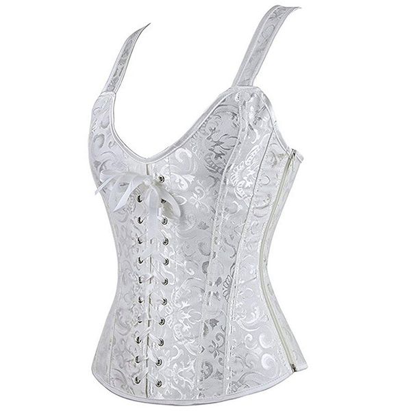 women gothic bustier corset size up to 6xl lace up overbust corselet bustiers jacquard shoulder straps tank zipper corset, Black;white
women gothic bustier corset size up to 6xl lace up overbust corselet bustiers jacquard shoulder straps tank zipper corset, Black;white