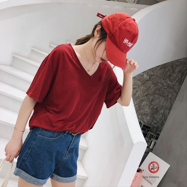women's short-sleeved solid color v-neck short-sleeved cotton t-sleeve cotton t-shirt sale loose solid color t-shirt, White
women's short-sleeved solid color v-neck short-sleeved cotton t-sleeve cotton t-shirt sale loose solid color t-shirt, White