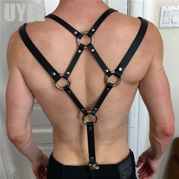 uyee genuine pu leather male harness bondage rave chest strap costume man's belt leather straps belts lm-021, Black;brown
uyee genuine pu leather male harness bondage rave chest strap costume man's belt leather straps belts lm-021, Black;brown