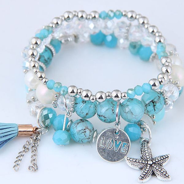 diezi bohemian ocean style crystal bead starfish charm bracelets for women multilayer chain tassel bracelet pulseira feminina, Silver
diezi bohemian ocean style crystal bead starfish charm bracelets for women multilayer chain tassel bracelet pulseira feminina, Silver