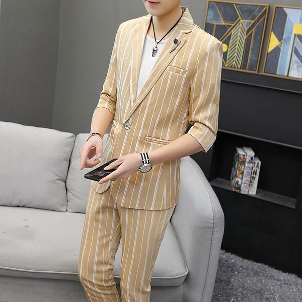 suit men summer stripe mens (suit jacket+pant) 2 piece male slim fit wedding tuxedo costume korean style business casual male, White;black
suit men summer stripe mens (suit jacket+pant) 2 piece male slim fit wedding tuxedo costume korean style business casual male, White;black