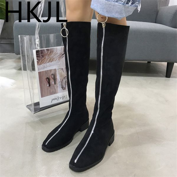 hkjl long boots 2019 winter new korean version of the wild in the thick with front zipper thick with elastic boots z048, Black
hkjl long boots 2019 winter new korean version of the wild in the thick with front zipper thick with elastic boots z048, Black
