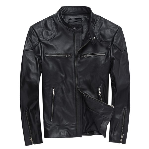 chic man's biker jackets slim firt stand collar real leather jackets coat d707a, Black;brown
chic man's biker jackets slim firt stand collar real leather jackets coat d707a, Black;brown