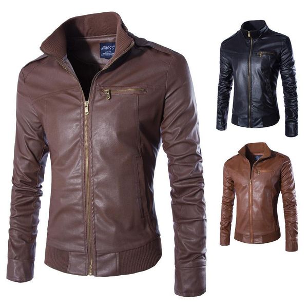 standard lasperal motorcycle leather jackets men solid business casual coats leather clothing bomber jacket for male breathable, Black;brown
standard lasperal motorcycle leather jackets men solid business casual coats leather clothing bomber jacket for male breathable, Black;brown