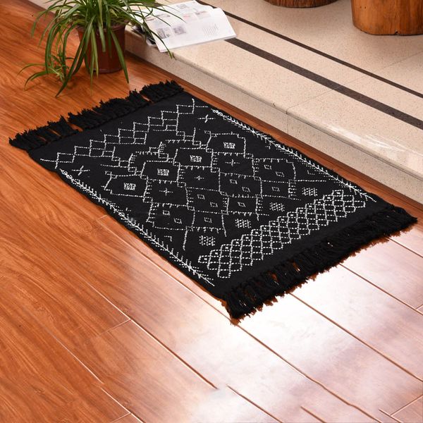multi-usage handmade cotton woven area rug black /grey geometry floral printing home decorative carpet tassels design door mat
multi-usage handmade cotton woven area rug black /grey geometry floral printing home decorative carpet tassels design door mat