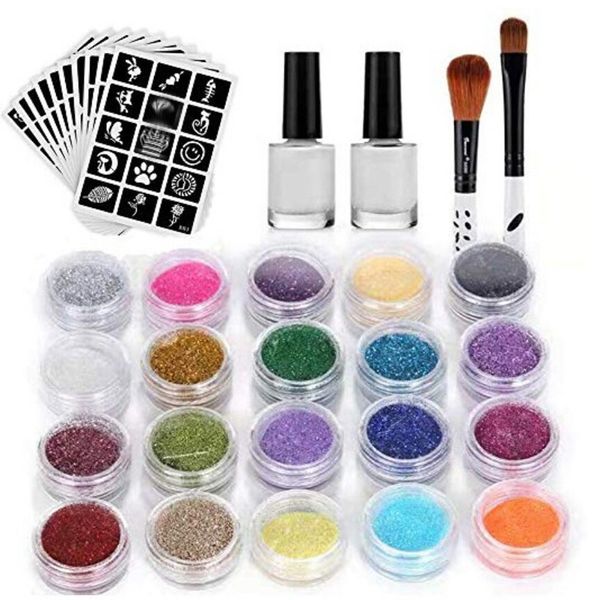 body art nail glitter temporary tattoo kit 48 pattern stencils powder brush glue dipping pigment powder chrome holographic glitt
body art nail glitter temporary tattoo kit 48 pattern stencils powder brush glue dipping pigment powder chrome holographic glitt