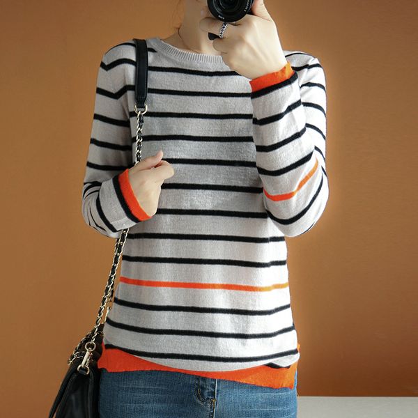 striped wool sweater women round neck thin pullover long sleeves short casual fashion elegant jacket knitted, White;black
striped wool sweater women round neck thin pullover long sleeves short casual fashion elegant jacket knitted, White;black