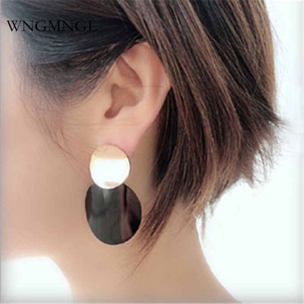 wngmngl 2018 korean fashion female earrings vintage statement simple design geometric round drop earrings for women jewelry gift, Silver 
wngmngl 2018 korean fashion female earrings vintage statement simple design geometric round drop earrings for women jewelry gift, Silver