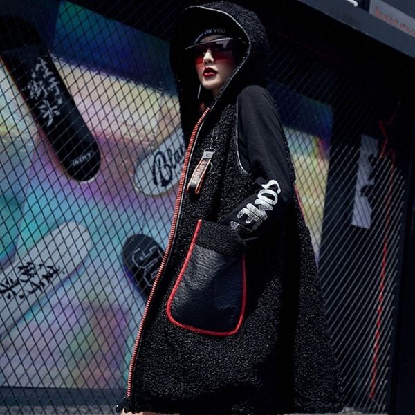 women's vests street style zipper hooded sleeveless jacket women fashion 2021 letter printed black long bomber vest waistcoat winter ou, Black;white
women's vests street style zipper hooded sleeveless jacket women fashion 2021 letter printed black long bomber vest waistcoat winter ou, Black;white