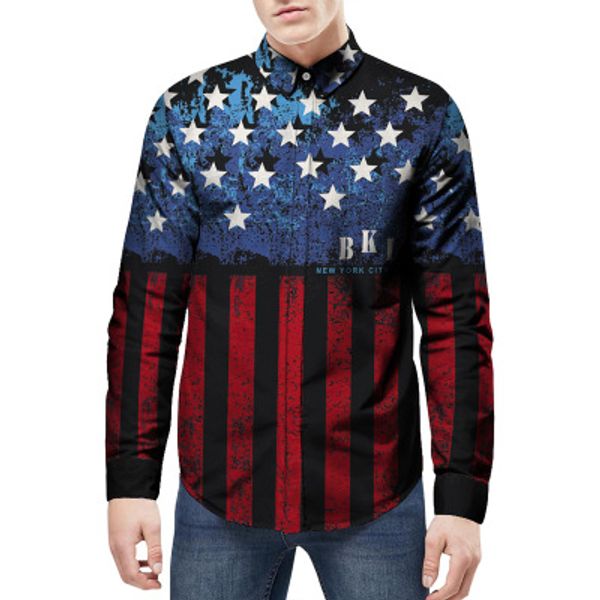 the new fashionable men's summer stars and stripes printed shirt loose casual personality men's long-sleeve shirt sale, White;black
the new fashionable men's summer stars and stripes printed shirt loose casual personality men's long-sleeve shirt sale, White;black