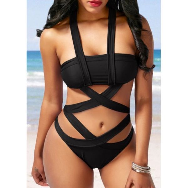 women's swimwear 2021 push-up one piece bandage design halter bikini swimsuit women cut out brazilian low waist beach swimming suit, White;black
women's swimwear 2021 push-up one piece bandage design halter bikini swimsuit women cut out brazilian low waist beach swimming suit, White;black