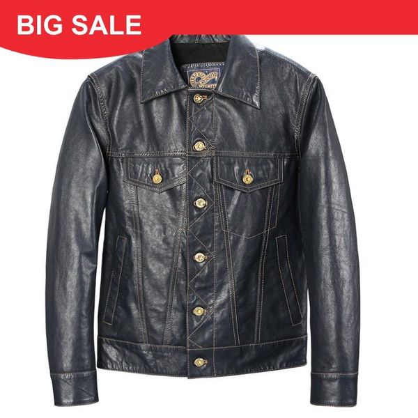 2020 blue men slim fit american casual style leather jacket single breasted large size 3xl genuine sheepskin spring leather coat, Black
2020 blue men slim fit american casual style leather jacket single breasted large size 3xl genuine sheepskin spring leather coat, Black