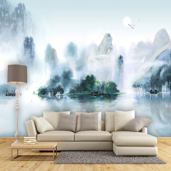

chinese style ink landscape mural wallpaper 3d living room bedroom background wall decor papel de parede sala 3d art wall papers