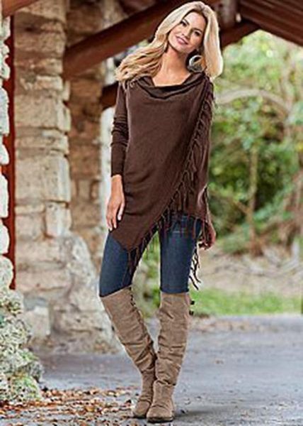 women's classic fringe, diagonal, round neck, long sleeves, long women's classic holiday travel style a big seller, White;black
women's classic fringe, diagonal, round neck, long sleeves, long women's classic holiday travel style a big seller, White;black