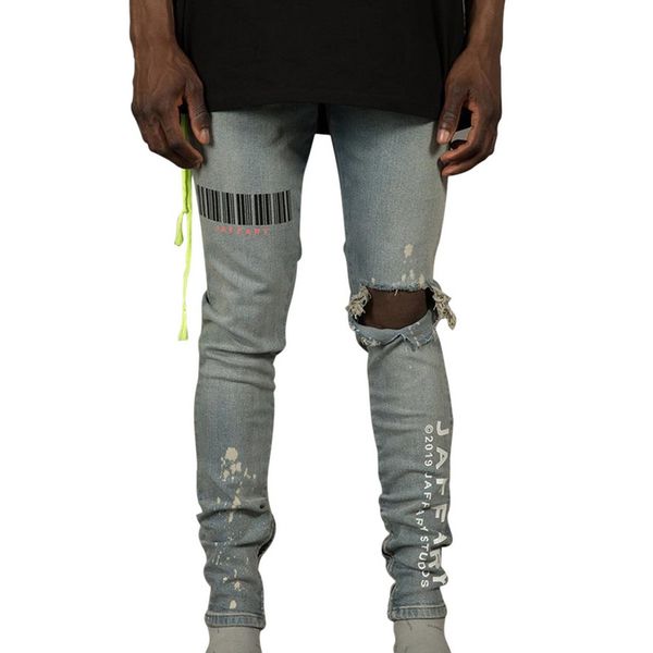 2019 mens hip hop hole jeans pants male skinny ripped printed pencil pants fashion motorcycle denim biker jeans trousers, Blue
2019 mens hip hop hole jeans pants male skinny ripped printed pencil pants fashion motorcycle denim biker jeans trousers, Blue