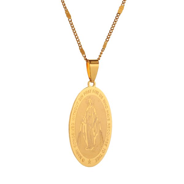 stainless steel mary conceived without sin medal charm virgin mary necklace chain jewelry, Silver
stainless steel mary conceived without sin medal charm virgin mary necklace chain jewelry, Silver