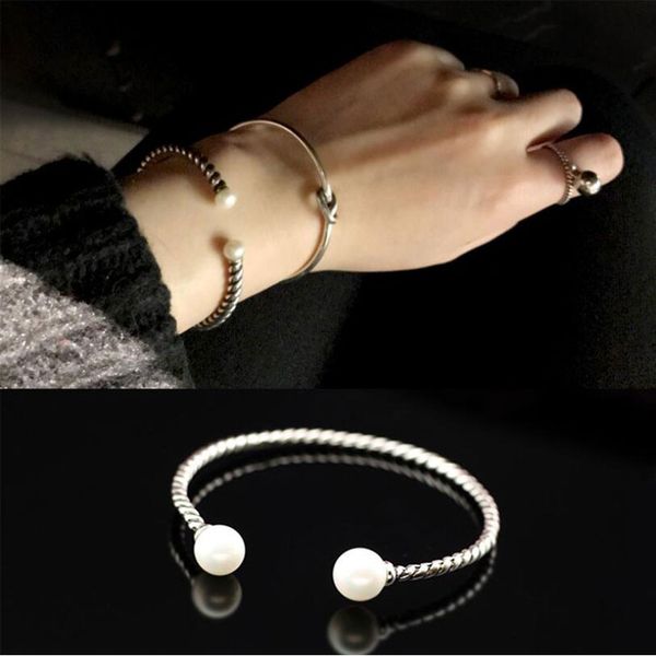 anenjery 925 sterling silver simuilated pearl smooth twist rope thai silver opening bracelets & bangles for women pulseras s-b79, Black
anenjery 925 sterling silver simuilated pearl smooth twist rope thai silver opening bracelets & bangles for women pulseras s-b79, Black