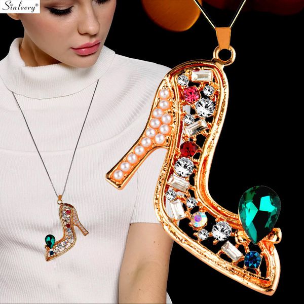 sinleery chic high heels pendant necklace yellow gold color green red black zircon pearl long women necklace jewelry my418 ssd, Silver
sinleery chic high heels pendant necklace yellow gold color green red black zircon pearl long women necklace jewelry my418 ssd, Silver