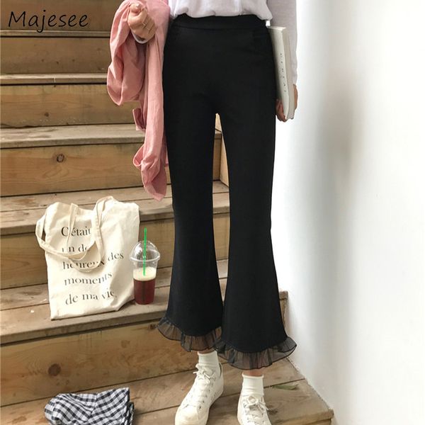 flare pants women ruffles black solid slim casual womens korean fashion new trendy females harajuku ankle-length trousers chic, Black;white
flare pants women ruffles black solid slim casual womens korean fashion new trendy females harajuku ankle-length trousers chic, Black;white