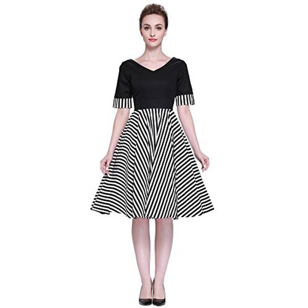 heroecol vintage 1950s 50s dress style retro rockabiily cocktail v neck splice, Black;gray
heroecol vintage 1950s 50s dress style retro rockabiily cocktail v neck splice, Black;gray