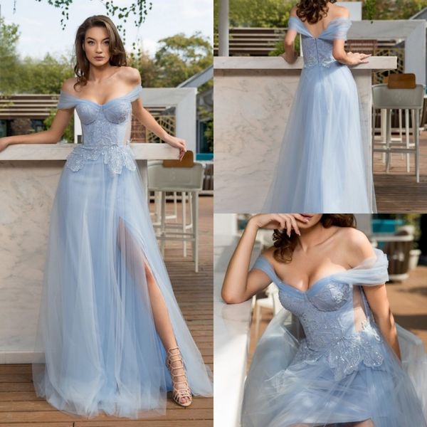 cristallini off shoulder prom dresses lace appliques high side split evening gowns 2019 floor length a line special occasion dress, Black
cristallini off shoulder prom dresses lace appliques high side split evening gowns 2019 floor length a line special occasion dress, Black