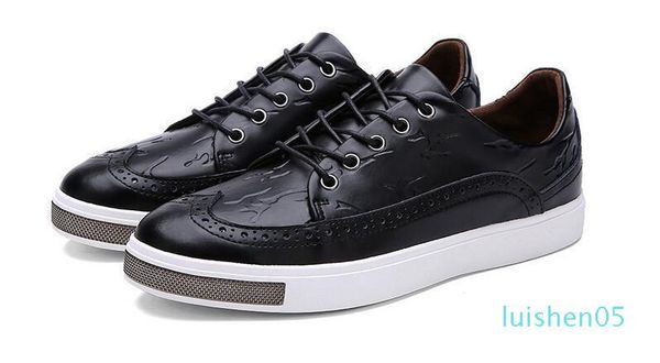 leather men shoes carved punch color matching casual brogue shoes round head tie flat bottom shoes al05, Black
leather men shoes carved punch color matching casual brogue shoes round head tie flat bottom shoes al05, Black