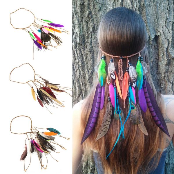 may european and american new indian style korean velvet peacock hair hand-woven feather headband hair band, Black;brown
may european and american new indian style korean velvet peacock hair hand-woven feather headband hair band, Black;brown