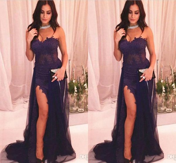 eggplant sheath prom dresses sweetheart lace applique tulle floor length high side split formal dress evening gowns ogstuff custom, Black
eggplant sheath prom dresses sweetheart lace applique tulle floor length high side split formal dress evening gowns ogstuff custom, Black