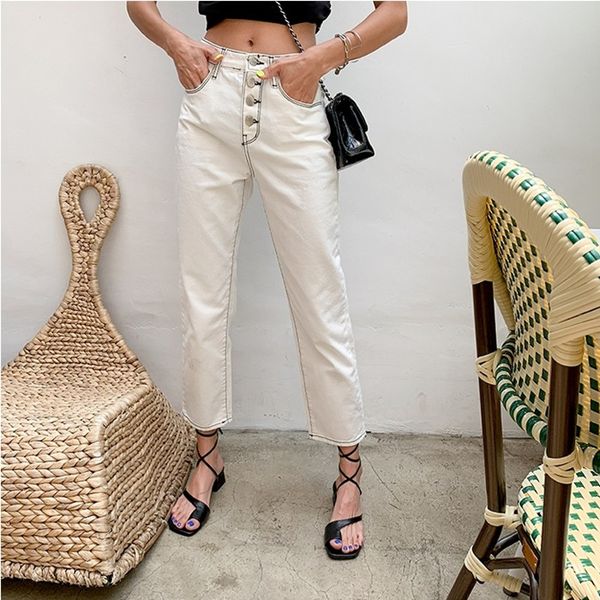 korean vintage solid white single breasted button summer ankle length denim slim pant women plus size pencil elegant jeans, Black;white
korean vintage solid white single breasted button summer ankle length denim slim pant women plus size pencil elegant jeans, Black;white