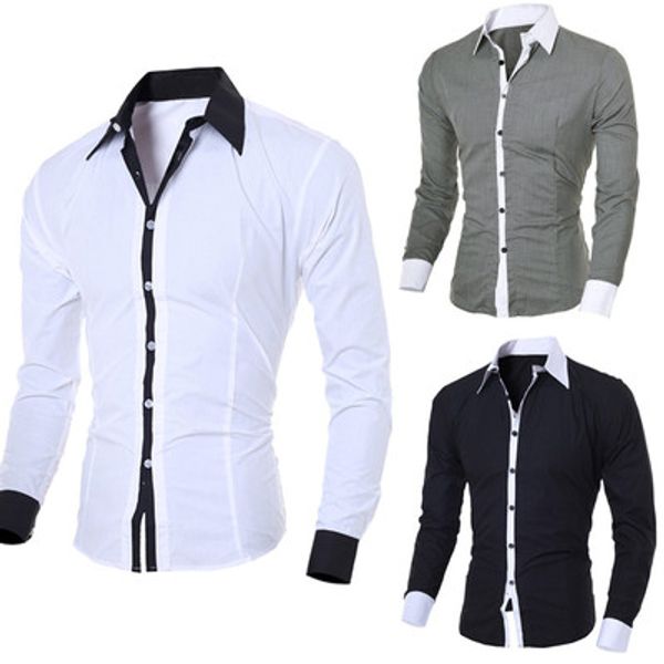 men's casual shirts mens long sleeve white fashion solid slim fit plain male clothing, White;black
men's casual shirts mens long sleeve white fashion solid slim fit plain male clothing, White;black