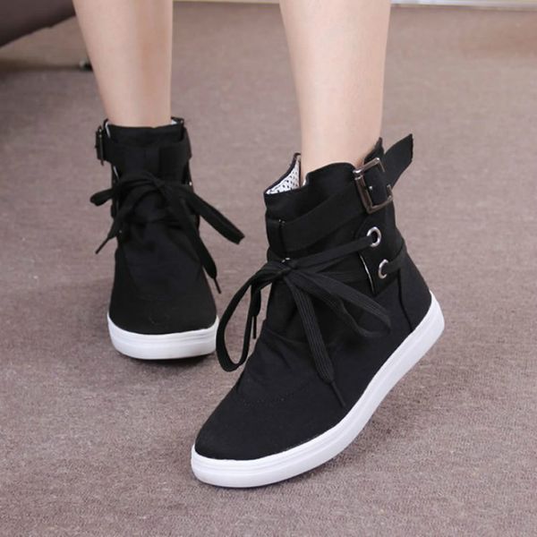 women sneakers boots 2020 spring canvas women casual shoes lace-up fashion boots platform flats high shoes, Black
women sneakers boots 2020 spring canvas women casual shoes lace-up fashion boots platform flats high shoes, Black