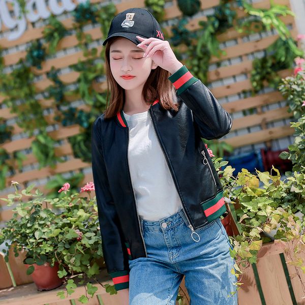 2020 new spring autumn thin pvc baseball uniform long sleeve jackets women korean casual zipper packet o-neck basic street coat, Black
2020 new spring autumn thin pvc baseball uniform long sleeve jackets women korean casual zipper packet o-neck basic street coat, Black