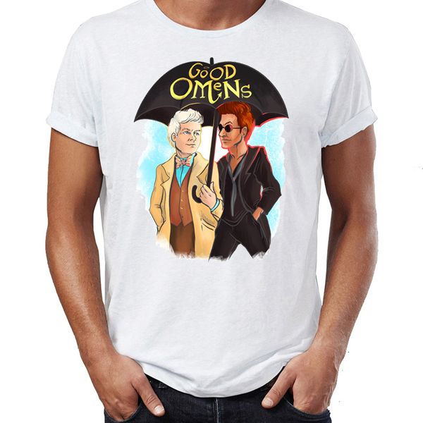 men's t shirt good omens crowley and aziraphale awesome artwork drawing printed tee, White;black
men's t shirt good omens crowley and aziraphale awesome artwork drawing printed tee, White;black