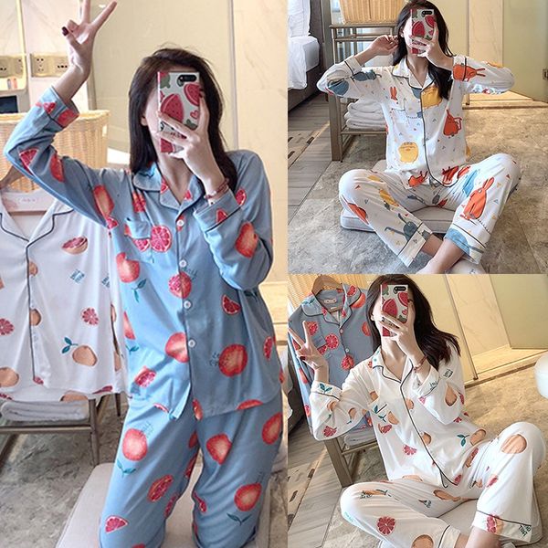 pajamas set long-sleeved cardigan fashion home service lapel cartoon fruit print shirt + trousers student suit pajamas, Black;red
pajamas set long-sleeved cardigan fashion home service lapel cartoon fruit print shirt + trousers student suit pajamas, Black;red