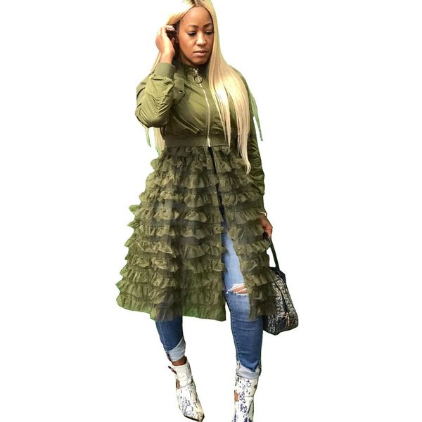 plus size green bomber jacket women autumn winter streetwear korean harajuku jacket layered mesh ruffle black long coat outwear, Black;brown
plus size green bomber jacket women autumn winter streetwear korean harajuku jacket layered mesh ruffle black long coat outwear, Black;brown