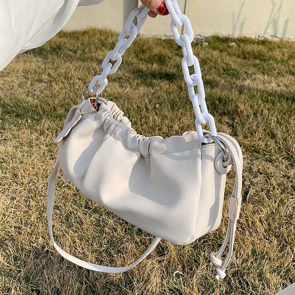 chain handbag leather shoulder bag women pu drawstring bucket bag womens messenger crossbody bags bolsa feminina