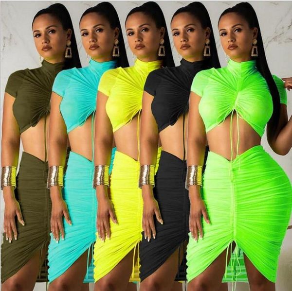 women mini skirt sets fashionable drawstring short tees bodycon skirt with high neck + short sleeves high waist nightclub outfit, White
women mini skirt sets fashionable drawstring short tees bodycon skirt with high neck + short sleeves high waist nightclub outfit, White