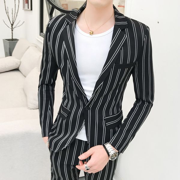 2020 latest spring and autumn british striped slim men's suit casual business men suit wedding party groom men's 2 pcs set, White;black
2020 latest spring and autumn british striped slim men's suit casual business men suit wedding party groom men's 2 pcs set, White;black