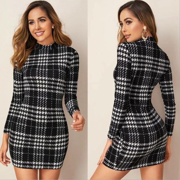 long sleeve dresses female casual fashion slim mini dress ladies party night work office