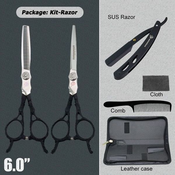 6.0 professional hairdressing scissors japan steel hair cutting scissors kit barber shears salon tools hair thinning scissors set
6.0 professional hairdressing scissors japan steel hair cutting scissors kit barber shears salon tools hair thinning scissors set