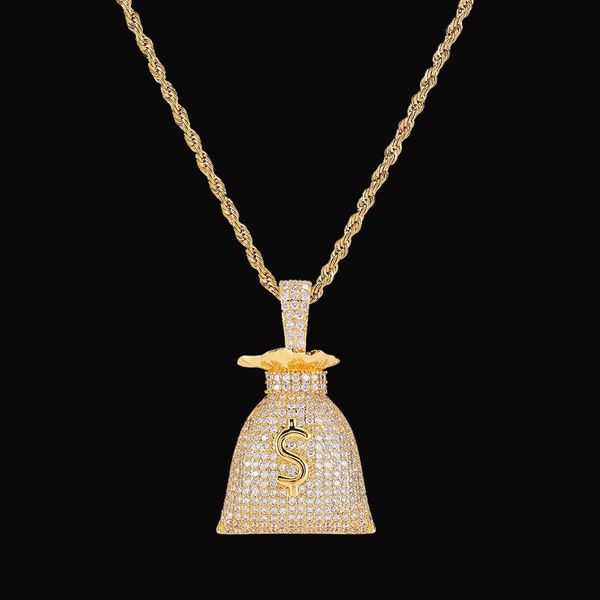 us dollar money bag pendant with cuban chain gold silver color bling cubic zircon men's hip hop necklace jewelry for gift
us dollar money bag pendant with cuban chain gold silver color bling cubic zircon men's hip hop necklace jewelry for gift