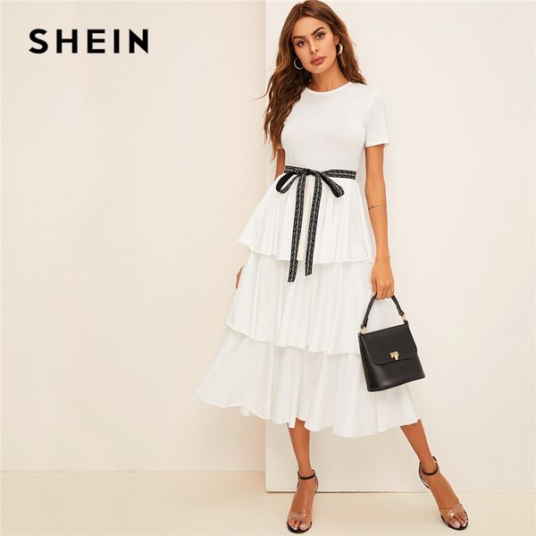 shein elegant contrast tie waist layered ruffle high waist long dress women summer solid office lady a line party dresses, Black;gray
shein elegant contrast tie waist layered ruffle high waist long dress women summer solid office lady a line party dresses, Black;gray