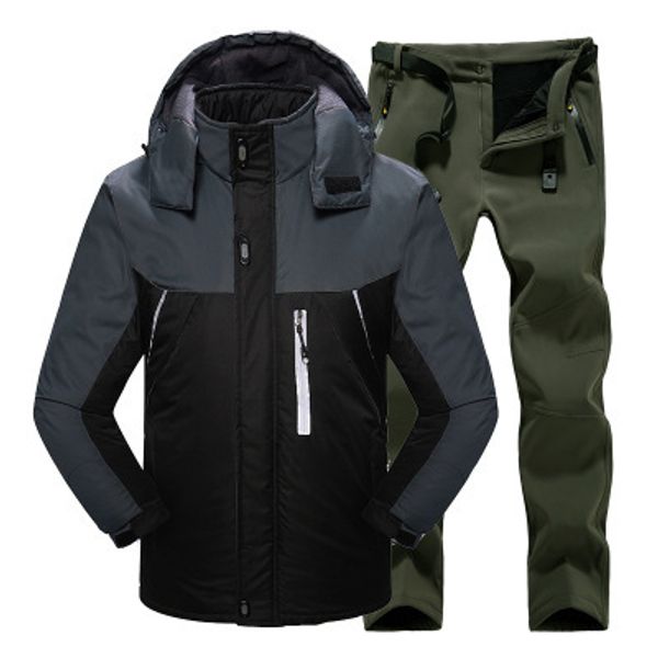 ski suit winter hiking jacket soft shell pants men's outdoor thermal fleece liner coat waterproof windproof mountaineering wear, Blue;black
ski suit winter hiking jacket soft shell pants men's outdoor thermal fleece liner coat waterproof windproof mountaineering wear, Blue;black