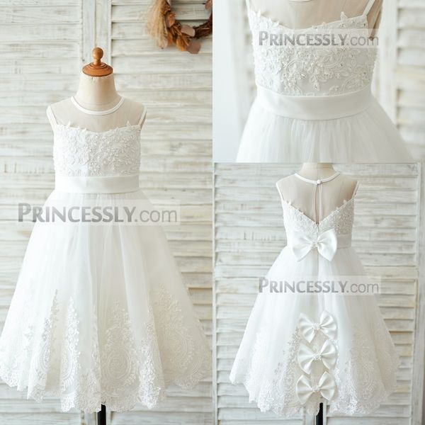 white a line flower girl dress jewel neck sleeveless tulle lace applique bow pearls wedding dress knee length girl' birthday part, White;blue
white a line flower girl dress jewel neck sleeveless tulle lace applique bow pearls wedding dress knee length girl' birthday part, White;blue