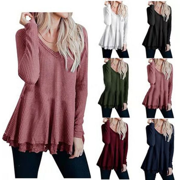 women's explosive women's long-sleeved shirt v-neck waffle lace t-shirt women 2020 spring and autumn wholesale lager size s-2xl, White
women's explosive women's long-sleeved shirt v-neck waffle lace t-shirt women 2020 spring and autumn wholesale lager size s-2xl, White