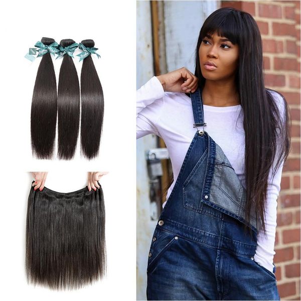 peruvian virgin hair straight 3 bundles /lots 100% human hair unprocessed 30 inch hair bundles weaves, Black